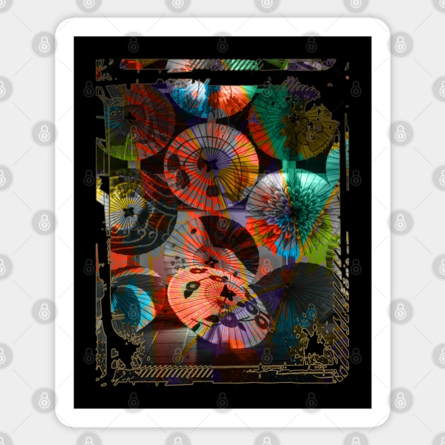 Japan Nightlife Lantern Fan Light Collage Art 94 Sticker by dvongart